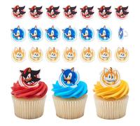 DecoPac Sonic the Hedgehog Rings, Cupcake Decorations Featuring Sonic, Tails, and Shadow - 24 Pack