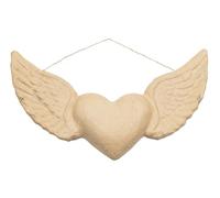 Décopatch AC928C - Brown Papier-mâché Stand 4.5x28.5x18 cm, Ex-voto Heart with Wings - Customisable Décor - Completely Personalise - Creative Leisure Activity