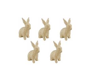 Décopatch AP131Opack - Un lot de 5 Supports en Papier brun pulpé 7,5x4,5x10,5 cm, Lapin Assis