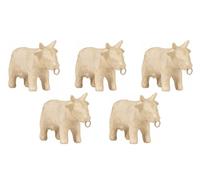 Décopatch AP209C - Set of 5 Brown Papier-mâché Holders 12.5x5x8cm, Cow with Ring - Customisable Décor - Completely Personalise - Creative + Leisure Activity