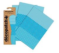 Décopatch Blue Spots, Stripes and Gingham Paper, 30x40cm (Pack of 3 sheets)