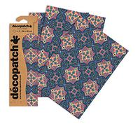 Décopatch - Ref C705O - Vintage Pattern Printed Paper Pack - Each Sheet 30 x 40cm, Pack of 3 Paper Sheets - Suitable For Décopach Glue & Varnish, Dark Blue with Bright Colours