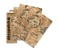 Décopatch C806C - A pouch of 3 sheets of printed paper 30x40 cm, Steampunk card - DIY - Customisable Décor - Completely Personalise - Creative Leisure Activity, Atlas Effect