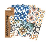 Décopatch C903C - A pack of 3 sheets of printed paper 30x40 cm, Multi-coloured tiles - DIY - Customisable Décor - Completely Personalise - Creative + Leisure