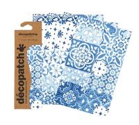 décopatch C904C - A pack of 3 sheets of printed paper 30x40 cm, Blue tiles - DIY - Customisable Décor - Completely Personalise - Creative + Leisure Activity