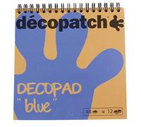 Décopatch - Ref BLOC04O - Decopad - Blue Papers - 15cm x 15cm, 48 Sheets, 12 Patterns, Smaller Scale Décopatch Sheets, Suitable for Mach, Wood, Metal, Plastic & More, Blues