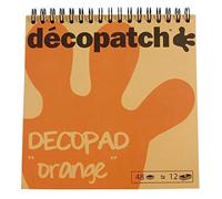 Décopatch - Ref BLOC01O - Decopad - Orange Papers - 15cm x 15cm, 48 Sheets, 12 Patterns, Smaller Scale Décopatch Sheets, Suitable for Mach, Wood, Metal, Plastic & More