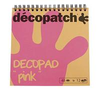 Décopatch - Ref BLOC02O - Decopad - Pink Papers - 15cm x 15cm, 48 Sheets, 12 Patterns, Smaller Scale Décopatch Sheets, Suitable for Mach, Wood, Metal, Plastic & More