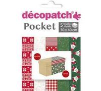 Décopatch DP024C - A Pouch of 5 sheets of Décopatch Paper, Printed Paper, 30x40 cm, asortis motifs, Christmas - Customisable Décor - Completely Personalise, Pocket Papers No24