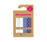 Décopatch DP031C - Pouch of 4 Décopatch Sheets - Dimensions : 30 x 40 cm - Printed papers, Shades of blue - Mix & Patch - From 5 years, DIY, design, renovation