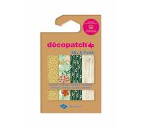 Décopatch DP035C - A Pouch of 4 Sheets - Dimensions : 30 x 40 cm - Printed papers, Nature green - Mix & Patch - From 5 years old, DIY, design
