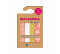 Décopatch DP036C - A Pouch of 4 Décopatch Sheets - Dimensions : 30 x 40 cm - Printed paper, Pink, soft - Mix & Patch - From 5 years, DIY, design, renovation