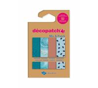 Décopatch DP042C - A Pouch of 4 Décopatch Sheets - Dimensions: 30 x 40 cm - Printed Paper, Blue from You - Mix & Patch - from 5 Years, DIY, Design, Renovation