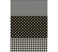 Décopatch FDA485O - Black Spots, Stripes and Gingham Paper, 20 Sheets, Each Sheet is 30x40cm