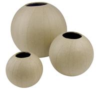 Décopatch HD004Opack - Un Lot de 3 Supports en Papier brun mâché 11x11x10,5 cm - Waterproof - Vase Boule