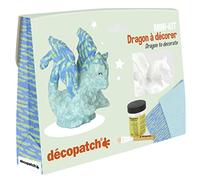 Décopatch - Ref KIT035C - Dragon Mini Kit - Suitable for Children - Includes White Papier Mache Animal, 2 x Décopatch Sheets, Brush & Pot of PaperPatch Glue