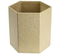 Décopatch - Ref AC794C - Hexagon Pencil Holder - Papier Maché Object to Decorate - 8 x 8 x 7cm - Decorate with Décopatch Papers & PaperPatch Glue, Glitter, Paints