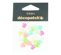 Décopatch - Ref BJ024O - Trésors Plastic Embellishments - 10mm Decorative Heart-Shaped Gems - Ideal for Decorating Décopatched Items - Assorted Bright Colours, Pack of 24