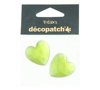 Décopatch - Ref BJ028O - Trésors Plastic Embellishments - 30mm Decorative Heart-Shaped Gems - Ideal for Decorating Décopatched Items - Green, Pack of 2