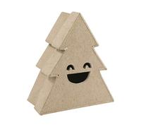 Décopatch - Ref BT056C - Small Christmas Tree Box Smiling - Papier Maché Object to Decorate - 4 x 9 x 10cm - Decorate with Décopatch Papers & PaperPatch Glue, Glitter, Paints