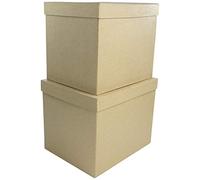 Décopatch - Ref BTS911C - Rectangular Boxes (Pack of 2) - Papier Maché Object to Decorate - 25 x 20 x 20cm & 23.5 x 18.5 x 19.5cm - Decorate with Décopatch Papers & PaperPatch Glue, Glitter, Paints
