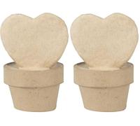 décopatch - Ref HD079C - Heart Plant Succulent - Papier Maché Object to Decorate - 8.5 x 7 x 12cm - Decorate Papers & PaperPatch Glue, Glitter, Paints (Pack of 2)