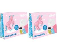 décopatch - Ref KIT009O - Unicorn Mini Kit - Suitable for Children - Includes White Papier Mache Animal, 2 x Sheets, Brush & Pot of PaperPatch Glue (Pack of 2)