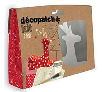 Décopatch - Ref KIT018O - Christmas Reindeer Mini Kit - Suitable for Children - Includes White Papier Mache Animal, 2 x Décopatch Sheets, Brush & Pot of PaperPatch Glue