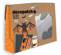 Décopatch - Ref KIT019O - Halloween Bat Mini Kit - Suitable for Children - Includes White Papier Mache Animal, 2 x Décopatch Sheets, Brush & Pot of PaperPatch Glue