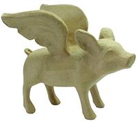 Décopatch - Ref LA020C - Large Flying Pig - Papier Maché Object to Decorate - 42 x 26 x 36cm - Decorate with Décopatch Papers & PaperPatch Glue, Glitter, Paints, Brown