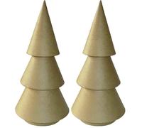 décopatch - Ref NO002O - Thin Solid Christmas Tree - Papier Maché Object to Decorate - 15 x 15 x 30.5cm - Decorate Papers & PaperPatch Glue, Glitter, Paints, Brown (Pack of 2)