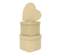 Décopatch - Ref BTS903O - Small Heart Boxes (Pack of 3) - Papier Maché Object to Decorate - Decorate with Décopatch Papers & PaperPatch Glue, Glitter, Paints, Brown