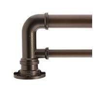 Decopolitan 1" Industrial Double Curtain Rod Set, 18 to 36 Inches, Dark Bronze