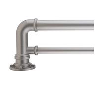 Decopolitan 1" Industrial Double Curtain Rod Set, 36 to 72 Inches, Antique Silver
