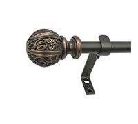 Decopolitan 29992-48VB Leaf Ball 5/8" Curtain Rod Set, 48 to 86 Inches, Vintage Bronze