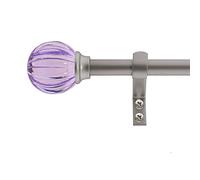 Decopolitan 5/8" Fluted Ball Curtain Rod Set, 48 to 86 Inches, Purple