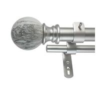 Decopolitan Double Curtain Rod Set, Metal Plastic, Antique Silver, 36 to 72-Inches