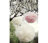 DECOPOMPOMS 6 large luxurious tissue paper pom poms set - light pink and ivory