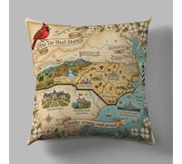 DECOPOW Vintage North Carolina Map Pillow Cover - Retro Tar Heel State Sticky, Strong and Proud Throw Pillow Cover Only 18x18