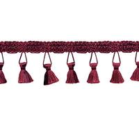 DÉCOPRO 6cm (2 1/2") Pretty Knitted Gimp Header Tassel Fringe Trim ETFC, Dark Wine Red # E10 (Dark Burgundy Red) Sold by The Yard (0.9m/3 ft/36)