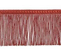 DÉCOPRO 7.5cm (3") Basic Trim Collection Thin Bullion Fringe Trim with Fancy Woven Gimp Header BFTC3, Dark Rust Orange # K35 (Deep Coral) Sold by The Yard (0.9m/3 ft/36)