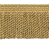 DÉCOPRO 7.5cm (3") Beautiful Bullion Fringe Trim with Fancy Knitted Gimp Header, Veranda Collection BFV3, Latte Beige # VNT5 (Light Beige, Light Brown) Sold by The Yard (0.9m/3 ft/36)