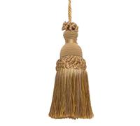 DÉCOPRO Beautiful Hand-crafted 12.5cm (5") Key Tassel, 8.5cm (3 1/2") Loop, (Style# IKTJ) Rustic Gold #4975 (Light, Beige, Yellow) Individually Sold
