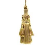 DÉCOPRO Elegant 17.5cm (7") Key Tassel, 10cm (4") Loop, accented with Rosette and Tassels BKT, Gold Medley # 8633 (Two-Tone Gold, Beige) Individually Sold