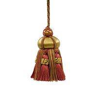 DÉCOPRO Elegant Hand-crafted 10cm (4") Key Tassel, 8.5cm (3 1/2") Loop, accented with Crown Tassels (Style# KTAX4) Golden Beige Red #LX07 (Rust Red, Gold Beige, Red Orange) Individually Sold