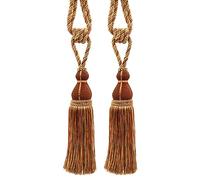 DÉCOPRO Elegant Large Tassel Tieback for Curtains & Draperies, Tassel Length 30.5cm (12"), Spread 76cm (30") TBH15, Toffee # 08 (Light Brown, Chocolate Brown) Pack of 2