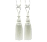 DÉCOPRO Elegant Large Tassel Tieback for Curtains & Draperies, Tassel Length 30.5cm (12"), Spread 76cm (30") TBH15, Pure White # A1 (Bright White) Pack of 2