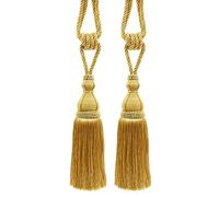 DÉCOPRO Elegant Large Tassel Tieback for Curtains & Draperies, Tassel Length 30.5cm (12"), Spread 76cm (30") TBH15, Canary Gold # 4875 (Dark Gold, Yellow Gold) Pack of 2