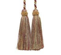 DÉCOPRO Imperial Collection Double Tassel Curtain and Drapery Tieback/Holdback, 10cm (4"), 66cm (26") ICT, Holiday Red # 3752 (Crimson Red, Light Gold, Mint Green) Individually Sold