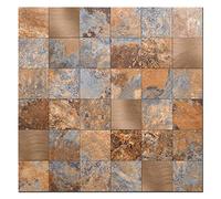 Decopus Backsplash Peel and Stick Tiles (AC Rustic Slate 12x12 3.5MM Thick 5pack) for DIY Kitchen Decor, Vintage Stone Toned Mosaic Suitable for Fireplace, Laundry Table, Bathroom Vanity, Car Camper